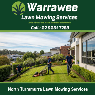 Expert gardeners providing lawn care and maintenance service at home in North Turramurra