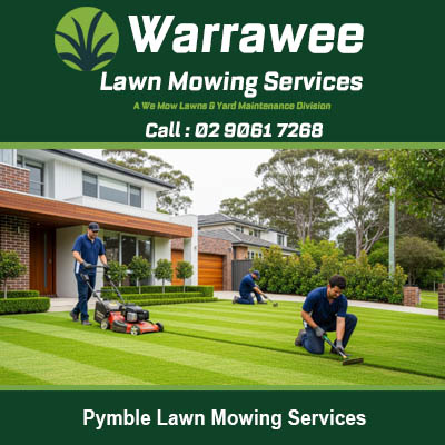 Quality lawn mowing specialists trimming grass at property in Pymble New South Wales