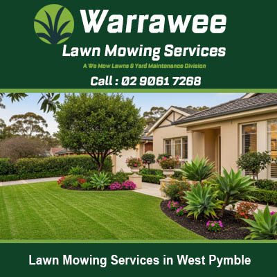 Perfectly striped lawn with professional mowing patterns at residential home in West Pymble NSW